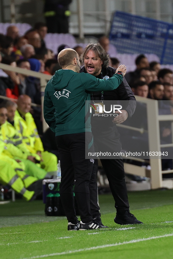 Head Coach Craig Harrison of The New Saints during  the Conference League match between ACF Fiorentina and The New Saints, on October 3 , 20...