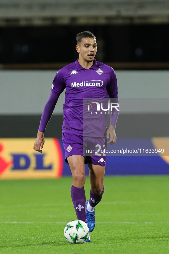 Matias Moreno of ACF Fiorentina controls the ball during  the Conference League match between ACF Fiorentina and The New Saints, on October...