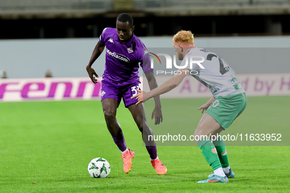 Michael Kayode of ACF Fiorentina controls the ball during the Conference League match between ACF Fiorentina and The New Saints, on October...