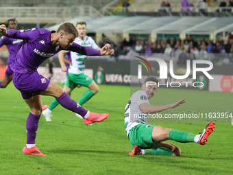 Lucas Beltran of ACF Fiorentina controls the ball during  the Conference League match between ACF Fiorentina and The New Saints, on October...