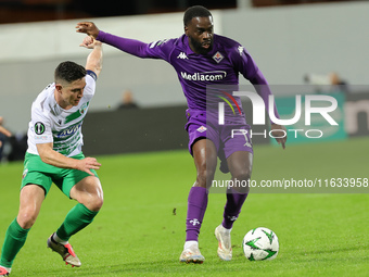 Jonathan Ikonè of ACF Fiorentina controls the ball during  the Conference League match between ACF Fiorentina and The New Saints, on October...