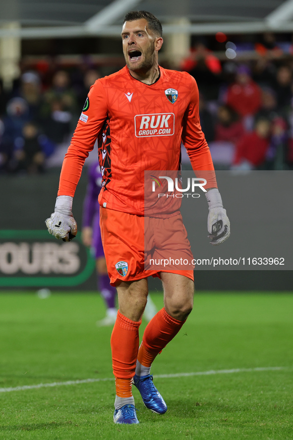 Connor Roberts of The New Saints during  the Conference League match between ACF Fiorentina and The New Saints, on October 3 , 2024 at Stadi...