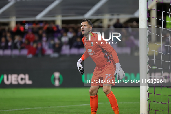 Connor Roberts of The New Saints during  the Conference League match between ACF Fiorentina and The New Saints, on October 3 , 2024 at Stadi...