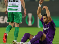 Rolando Mandragora of ACF Fiorentina lies on the ground during  the Conference League match between ACF Fiorentina and The New Saints, on Oc...