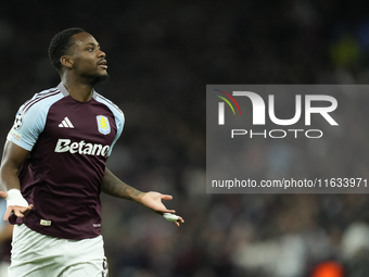 Jhon Duran centre-forward of Aston Villa and Colombia celebrates after scoring his sides first goal during the UEFA Champions League 2024/25...