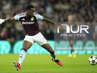 Jhon Duran centre-forward of Aston Villa and Colombia in action during the UEFA Champions League 2024/25 League Phase MD2 match between Asto...