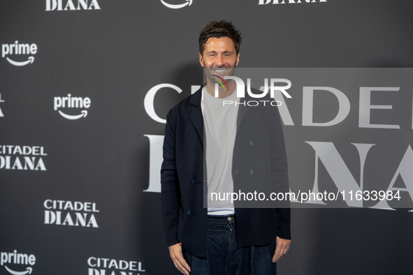 Filippo Bisciglia attends the ''Citadel: Diana'' premiere at The Space Cinema Moderno in Rome, Italy, on October 3, 2024. 