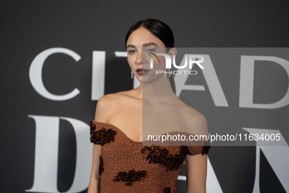 Matilda De Angelis attends the ''Citadel: Diana'' premiere at The Space Cinema Moderno in Rome, Italy, on October 3, 2024. 