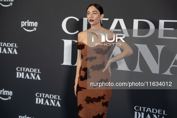 Matilda De Angelis attends the ''Citadel: Diana'' premiere at The Space Cinema Moderno in Rome, Italy, on October 3, 2024. 