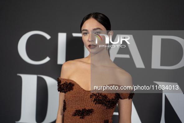 Matilda De Angelis attends the ''Citadel: Diana'' premiere at The Space Cinema Moderno in Rome, Italy, on October 3, 2024. 