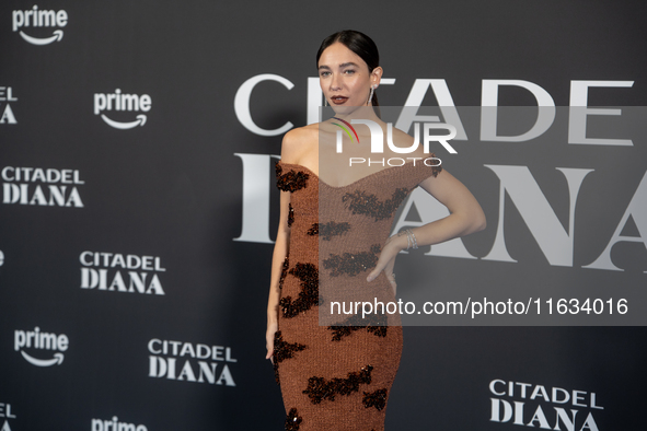 Matilda De Angelis attends the ''Citadel: Diana'' premiere at The Space Cinema Moderno in Rome, Italy, on October 3, 2024. 