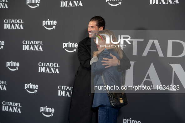 Michela Andreozzi and Giancarlo Commare attend the ''Citadel: Diana'' premiere at The Space Cinema Moderno in Rome, Italy, on October 3, 202...