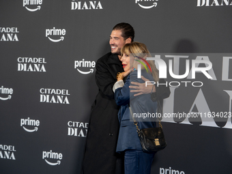 Michela Andreozzi and Giancarlo Commare attend the ''Citadel: Diana'' premiere at The Space Cinema Moderno in Rome, Italy, on October 3, 202...