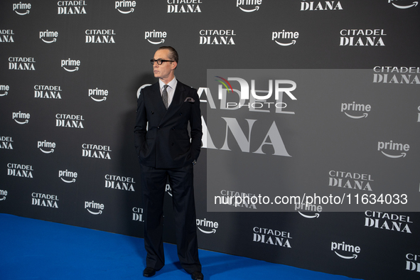 Maurizio Lombardi attends the ''Citadel: Diana'' premiere at The Space Cinema Moderno in Rome, Italy, on October 3, 2024. 