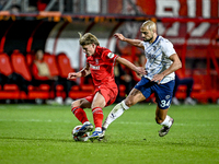 FC Twente midfielder Sem Steijn and Fenerbahce midfielder Sofyan Amrabat play during the match between Twente and Fenerbahce at the Grolsch...