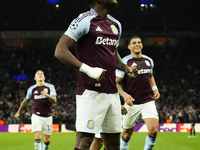 Jhon Duran centre-forward of Aston Villa and Colombia celebrates after scoring his sides first goal during the UEFA Champions League 2024/25...