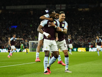 Jhon Duran centre-forward of Aston Villa and Colombia celebrates after scoring his sides first goal during the UEFA Champions League 2024/25...