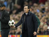 Unai Emery head coach of Aston Villa during the UEFA Champions League 2024/25 League Phase MD2 match between Aston Villa FC and FC Bayern Mu...