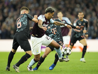 Morgan Rogers attacking midfield of Aston Villa and England and Joshua Kimmich central midfield of Bayern Munich and Germany compete for the...