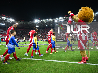 Players of Olympiacos FC enter the stadium before the Europa League, Matchday 2 match between Olympiacos FC and SC Braga at Georgios Karaisk...