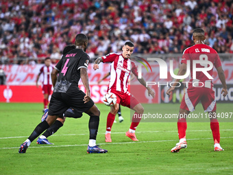 Chiquinho of Olympiacos FC plays during the Europa League, Matchday 2 match between Olympiacos FC and SC Braga at Georgios Karaiskakis Stadi...