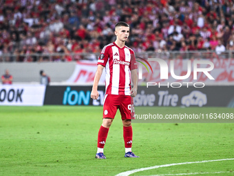 Christos Mouzakitis of Olympiacos FC plays during the Europa League, Matchday 2 match between Olympiacos FC and SC Braga at Georgios Karaisk...