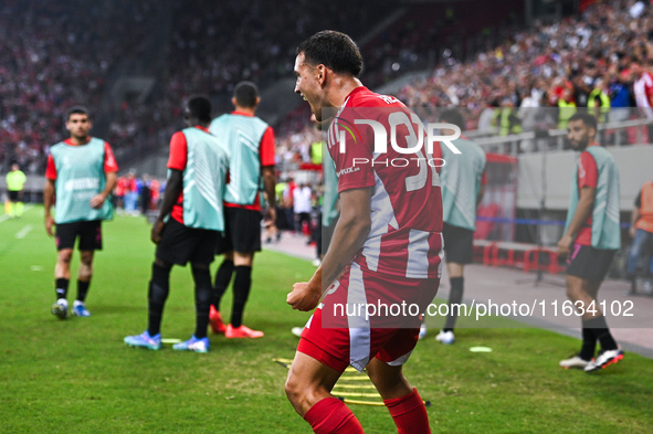 Santiago Hezze of Olympiacos FC celebrates a goal during the Europa League, Matchday 2 match between Olympiacos FC and SC Braga at Georgios...