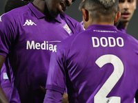 Moise Kean of ACF Fiorentina celebrates with teammates after scoring  goal during  the Conference League match between ACF Fiorentina and Th...