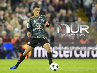 Jamal Musiala attacking midfield of Bayern Munich and Germany during the UEFA Champions League 2024/25 League Phase MD2 match between Aston...