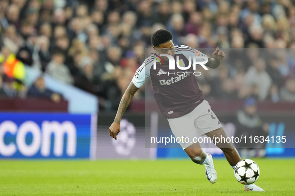 Leon Bailey right winger of Aston Villa and Jamaica during the UEFA Champions League 2024/25 League Phase MD2 match between Aston Villa FC a...