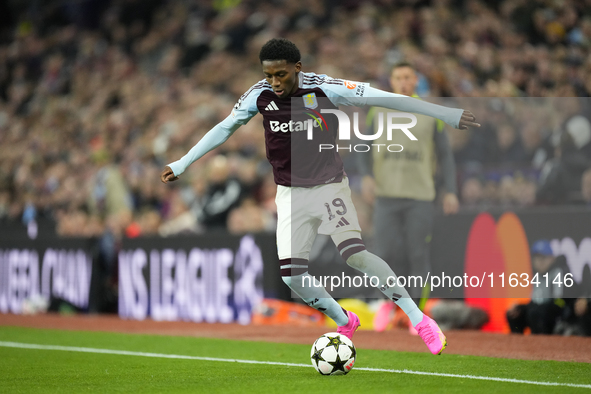 Jaden Philogene left winger of Aston Villa and England during the UEFA Champions League 2024/25 League Phase MD2 match between Aston Villa F...