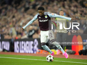 Jaden Philogene left winger of Aston Villa and England during the UEFA Champions League 2024/25 League Phase MD2 match between Aston Villa F...