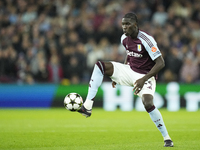 Amadou Onana defensive midfield of Aston Villa and Belgium controls the ball during the UEFA Champions League 2024/25 League Phase MD2 match...