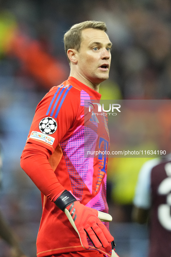 Manuel Neuer goalkeeper of Bayern Munich and Germany during the UEFA Champions League 2024/25 League Phase MD2 match between Aston Villa FC...