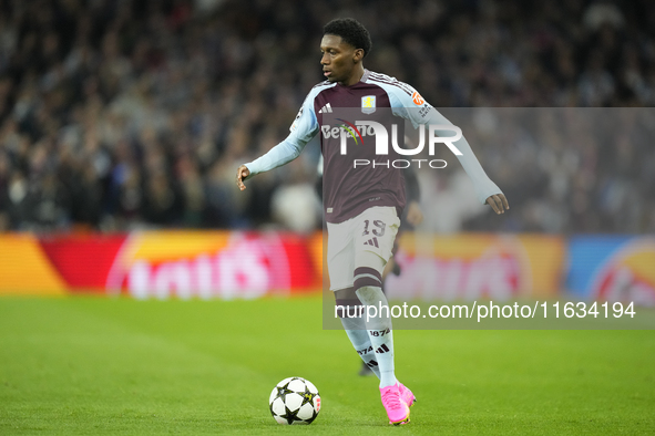 Jaden Philogene left winger of Aston Villa and England during the UEFA Champions League 2024/25 League Phase MD2 match between Aston Villa F...