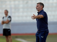 In Ta' Qali, Malta, on October 2, 2024, Alessandro Zinnari, head coach of Hamrun Spartans, gestures during the Malta 360 Sports Premier Leag...