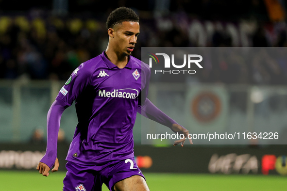 Amir Richardson of ACF Fiorentina controls the ball during  the Conference League match between ACF Fiorentina and The New Saints, on Octobe...