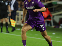 Albert Gudmundsson of ACF Fiorentina controls the ball during the Conference League match between ACF Fiorentina and The New Saints, on Octo...