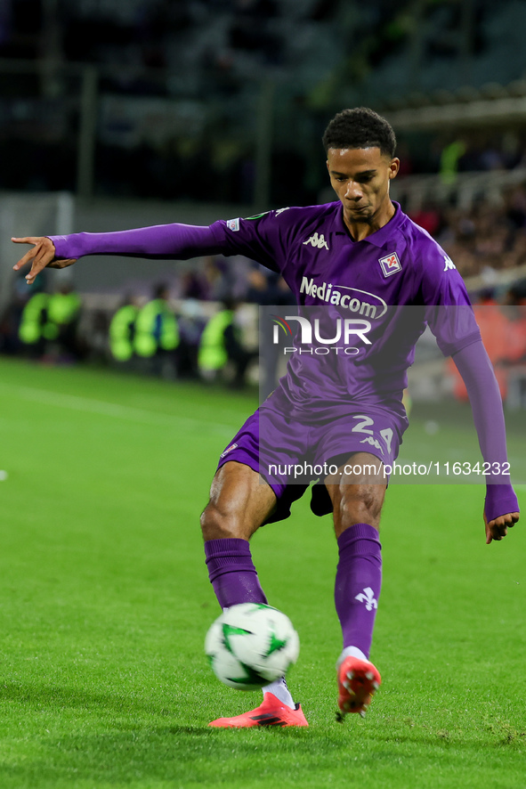 Amir Richardson of ACF Fiorentina controls the ball during the Conference League match between ACF Fiorentina and The New Saints, on October...