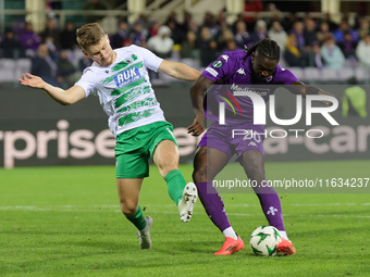 Moise Kean of ACF Fiorentina controls the ball during the Conference League match between ACF Fiorentina and The New Saints, on October 3 ,...