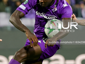 Moise Kean of ACF Fiorentina controls the ball during the Conference League match between ACF Fiorentina and The New Saints, on October 3 ,...