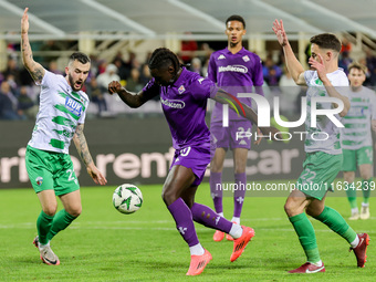 Moise Kean of ACF Fiorentina controls the ball during the Conference League match between ACF Fiorentina and The New Saints, on October 3 ,...