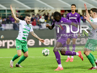 Moise Kean of ACF Fiorentina controls the ball during the Conference League match between ACF Fiorentina and The New Saints, on October 3 ,...