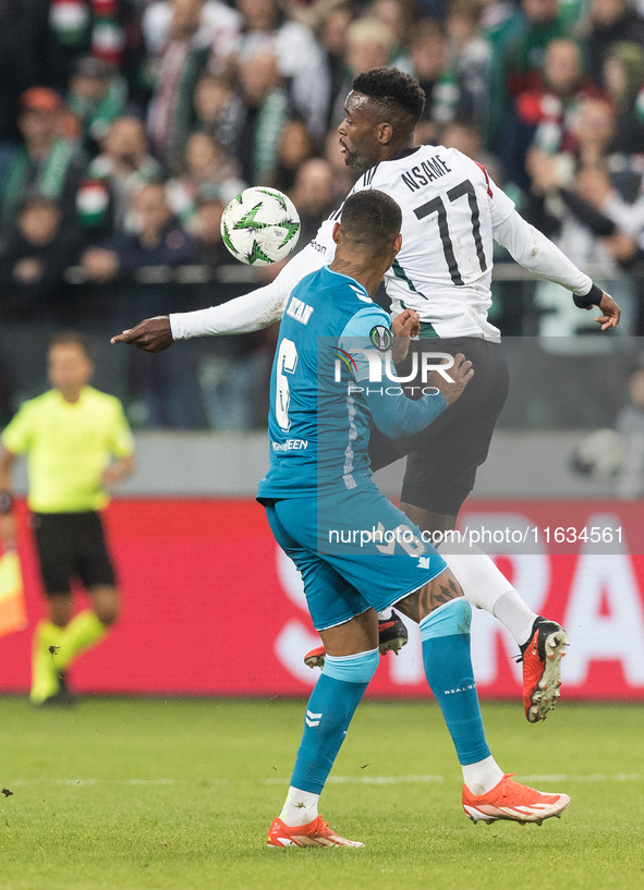 Natan , Jean - Pierre Nsame  during UEFA Conference League match Legia Warsaw vs Real Betis in Warsaw Poland on 3 October 2024. 