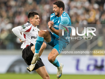 Bartosz Kapustka , Pablo Fornals  during UEFA Conference League match Legia Warsaw vs Real Betis in Warsaw Poland on 3 October 2024. (