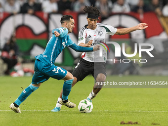 Juanmi , Maxi Oyedele  during UEFA Conference League match Legia Warsaw vs Real Betis in Warsaw Poland on 3 October 2024. (