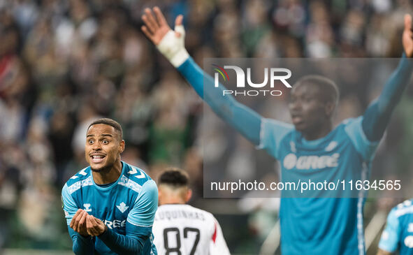 Natan , Nobel Mendy  during UEFA Conference League match Legia Warsaw vs Real Betis in Warsaw Poland on 3 October 2024. 