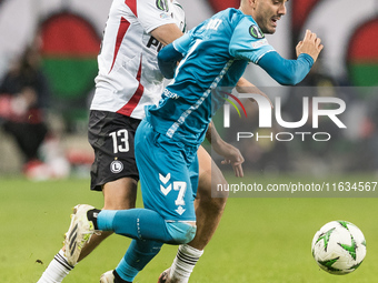 Pawel Wszolek , Juanmi  during UEFA Conference League match Legia Warsaw vs Real Betis in Warsaw Poland on 3 October 2024. (