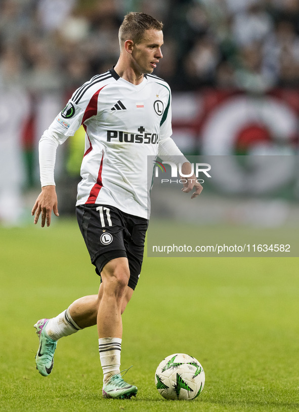 Kacper Chodyna  during UEFA Conference League match Legia Warsaw vs Real Betis in Warsaw Poland on 3 October 2024. 