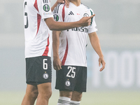 Maxi Oyedele , Ryoya Morishita  during UEFA Conference League match Legia Warsaw vs Real Betis in Warsaw Poland on 3 October 2024. (